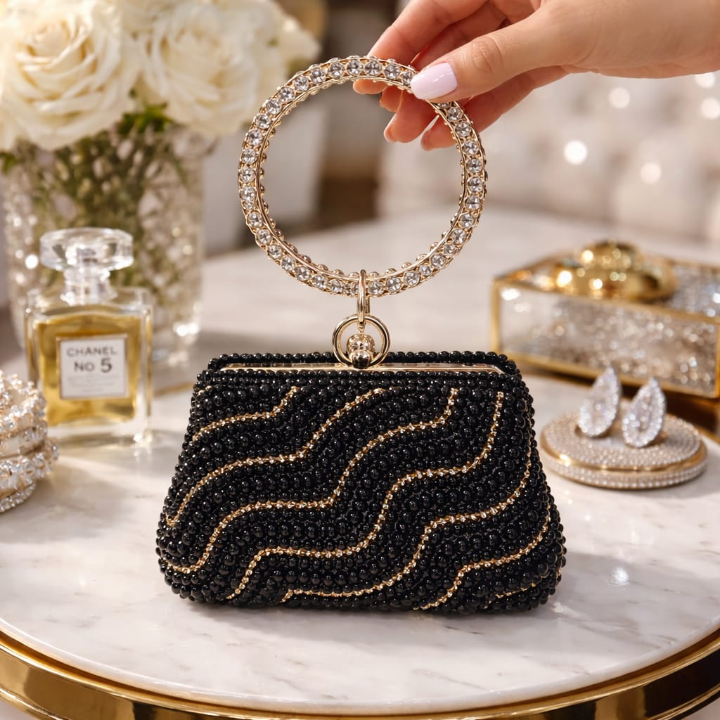 Sleek Pearl Hand Clutch