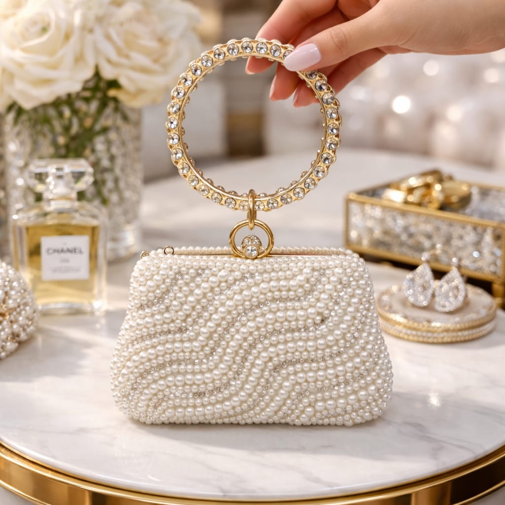 Sleek Pearl Hand Clutch