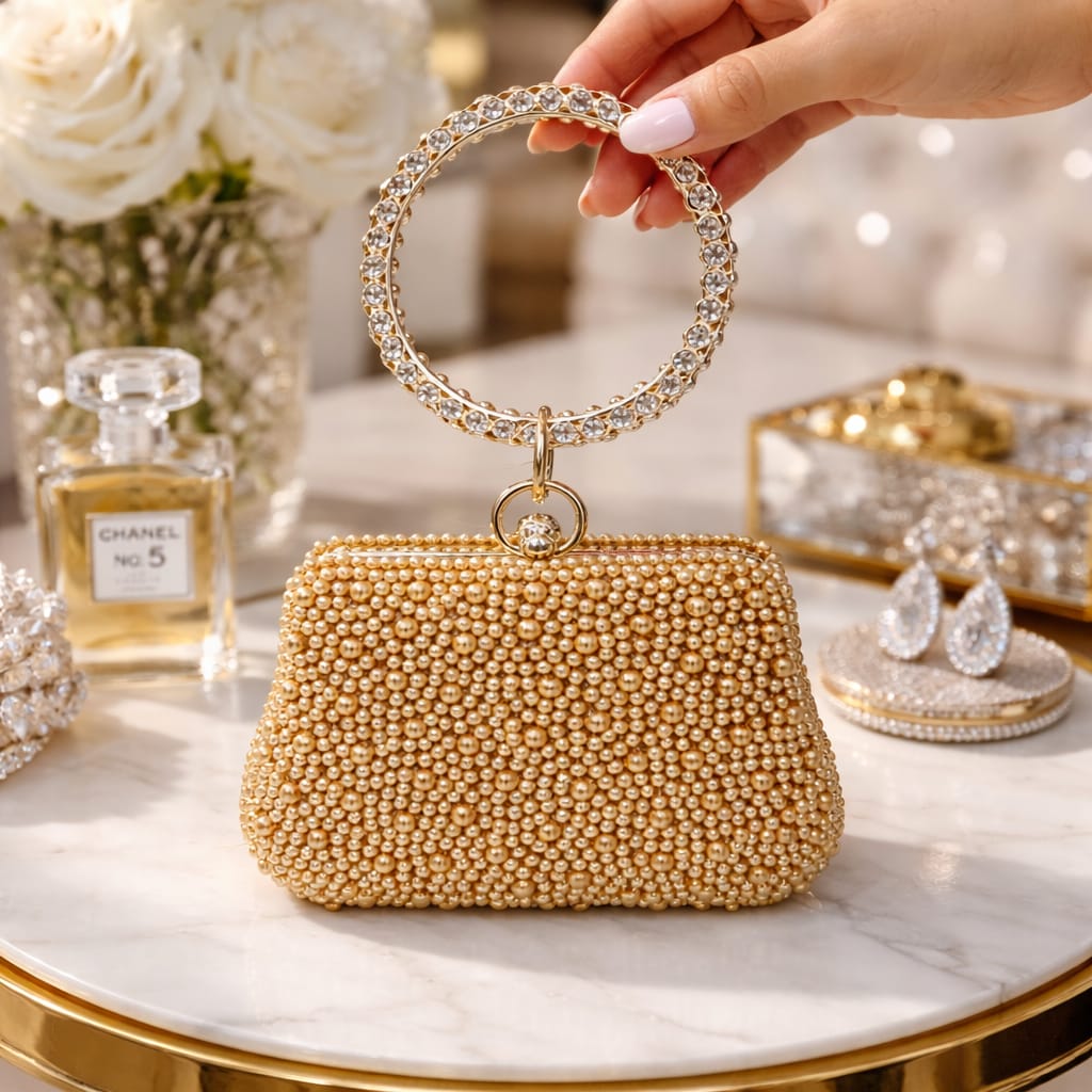 Sleek Pearl Hand Clutch