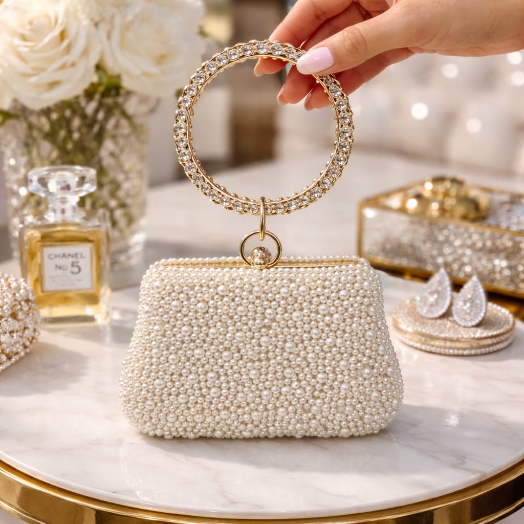 Sleek Pearl Hand Clutch