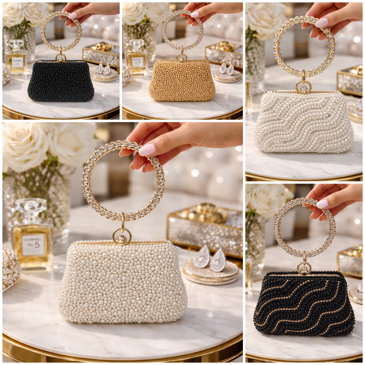 Sleek Pearl Hand Clutch